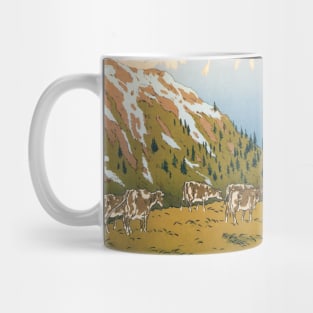 Cows on Mountain Hills Landscape Painting Mug